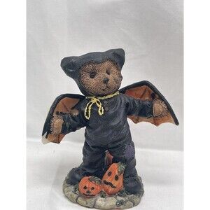 K's Collection Halloween Teddy Bear Bat Trick Or Treat 5” Ceramic Figurine RARE